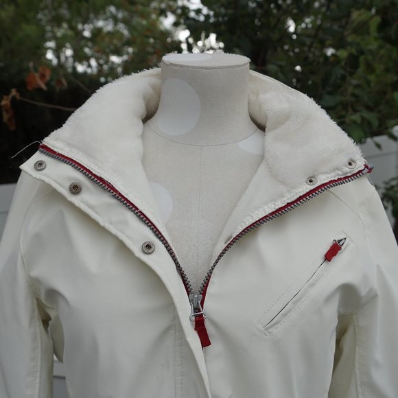 White with Red Trim Winter Coat - Picture 3 of 4